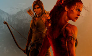 Imagem da protagonista Lara Croft no cinema e nos jogos